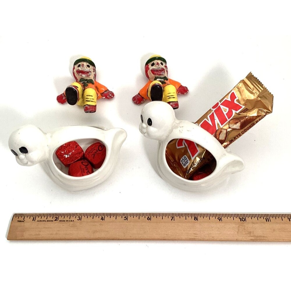 Halloween ! Set of Ghost Candy Holders and Set of 2 Creepy Clown Candle Holders
